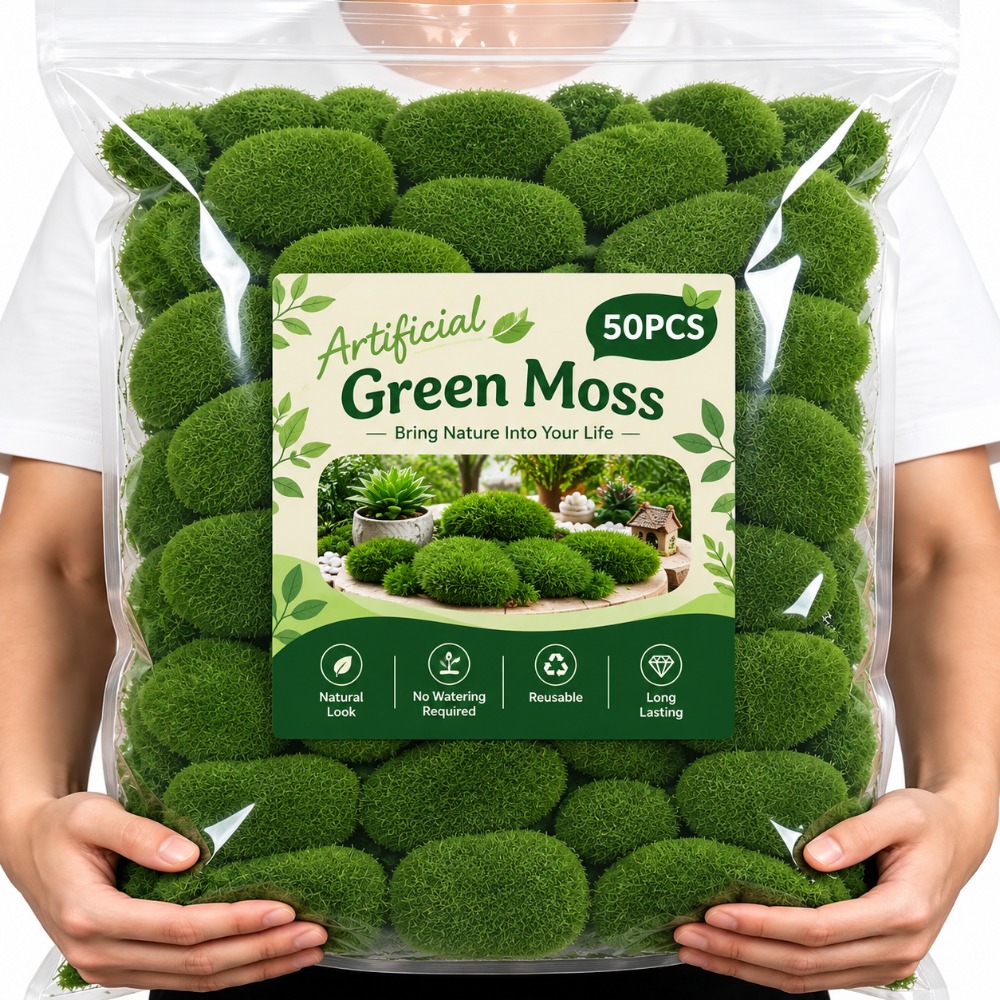 Sphagnum Moss Dry - 50/5PCS Bola Batu Lumut Buatan Palsu